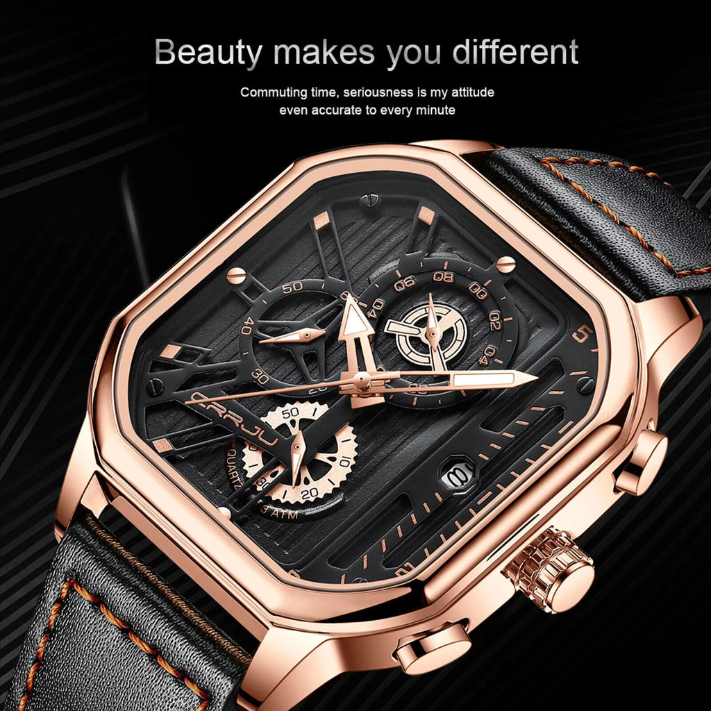 Date Leather Business Waterproof Luxury Quartz Men's Watch Luminous Chronograph