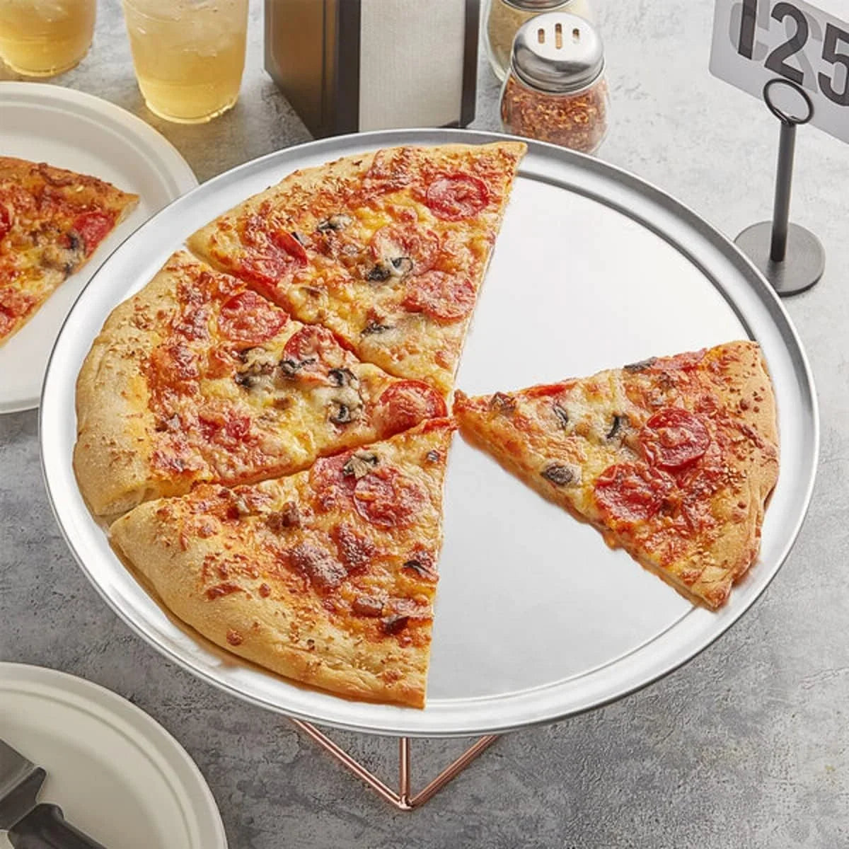 Pizzeria Rim- Home Aluminum Kitchen for Tray & Set Pizza Pizza Tray Restaurants Round TrueCraftware- Bakeware Pizza Tray Pan 3 17” Baking Round of Wide Tray Pan Baking