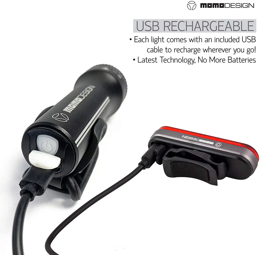 Designed for Night for USB & KIT Light Rear Rechargeable, Headlight Resistant, climate Bike 300 Visibility, MOMODESIGN Light COMMUTERS