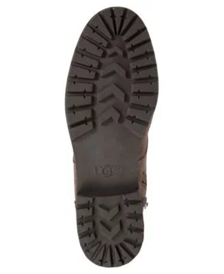 Block Leather Textured Gray Embossed Zip-Up Logo Sole Lug Lace Toe Womens 7 Round Padded Heel Up Kilmer Ii Waterproof Boots UGG