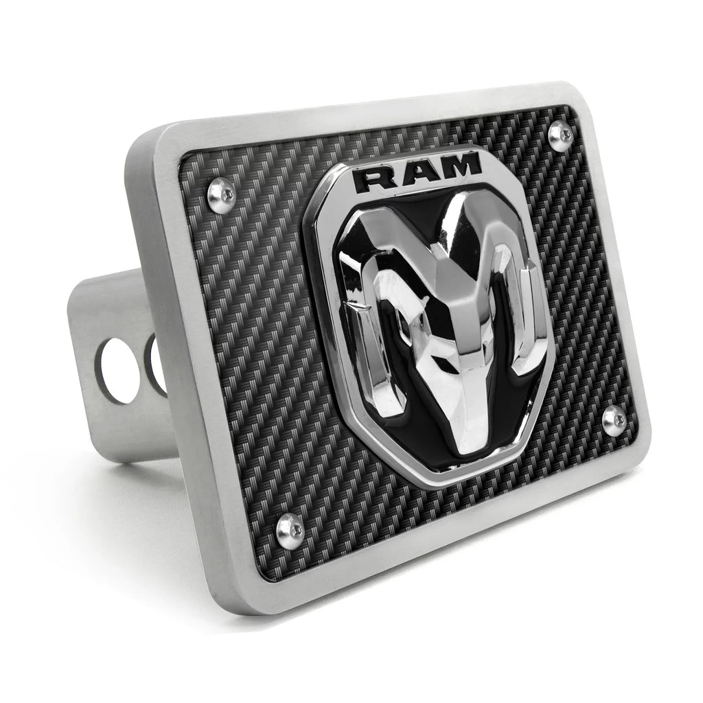 3D Logo RAM 2 Look on Fiber Billet Tow 2019 Aluminum Carbon inch Hitch Cover