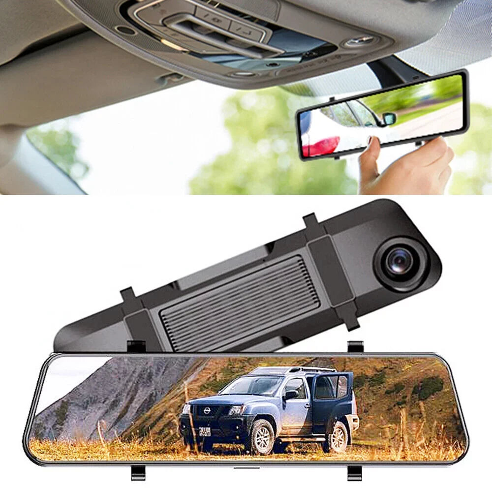WiFi G·PEH Cam US 12" Mirror Dual Dash RearView Backup Car GPS Voice 4K Control