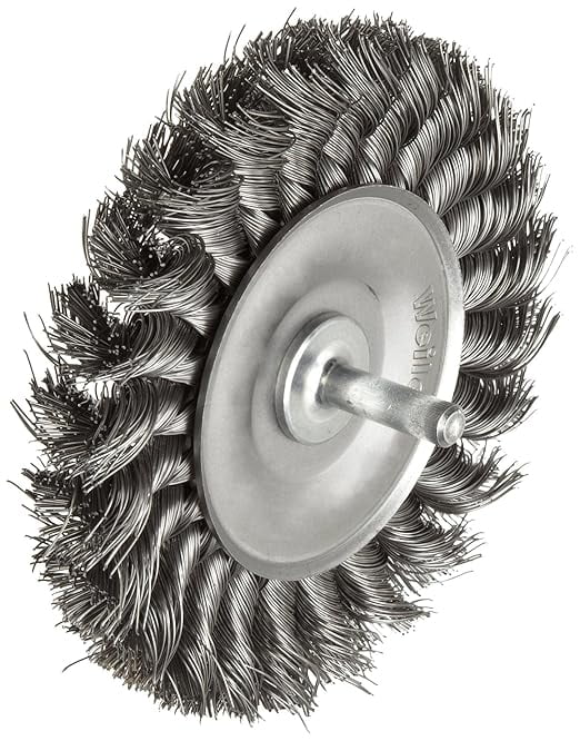 Steel Knot .014" Made Wheel, 1/4" Wire Fill, Weiler 4" USA in Stem, Stem-Mounted 17687 the