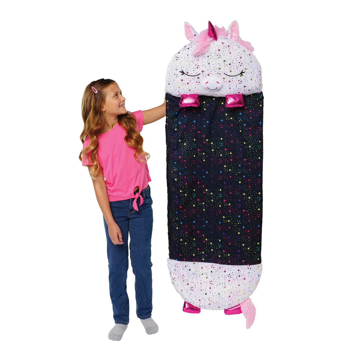 Nappers Plush Unicorn Toy Happy Sleeping Pillow and One, in Sack