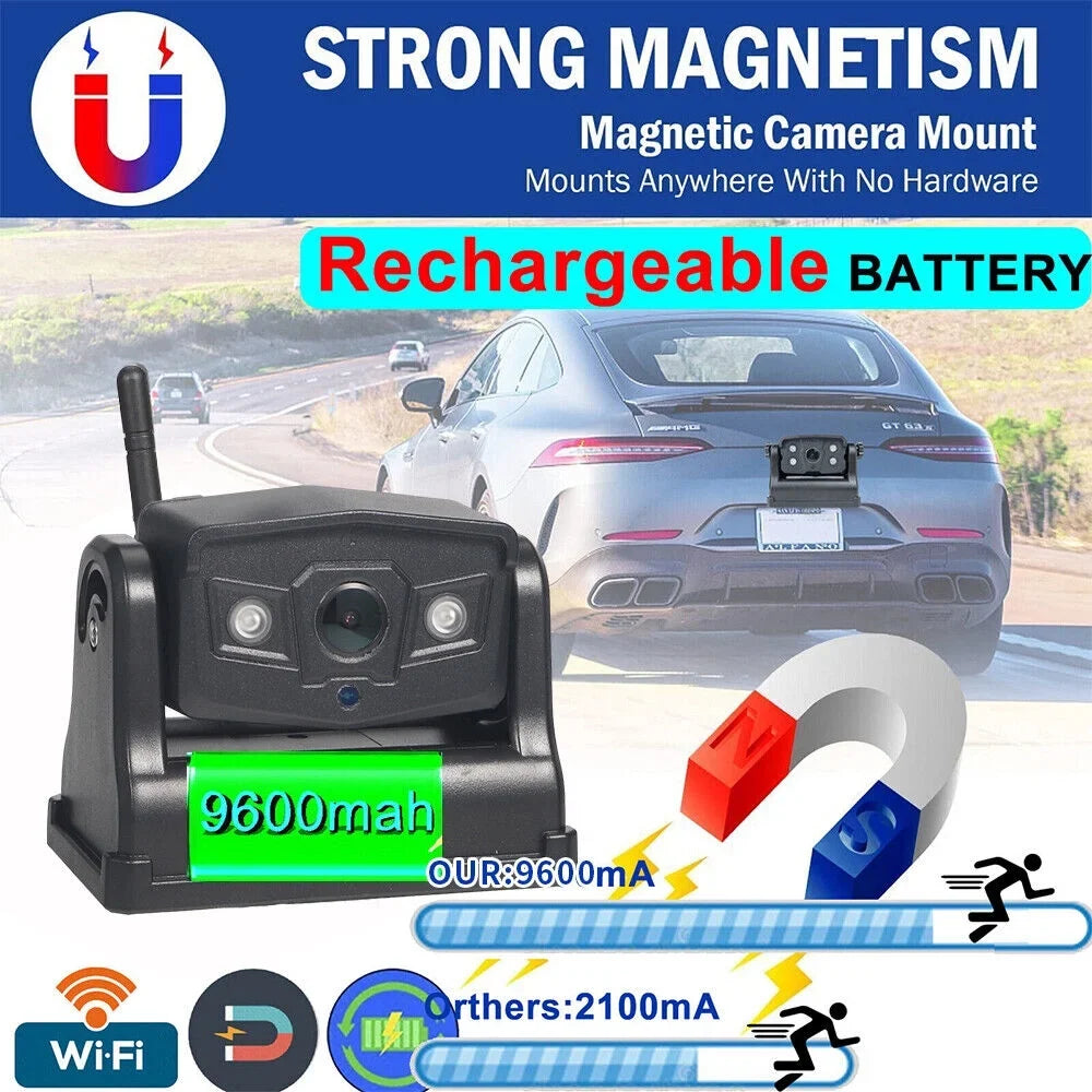 Wireless Camera Camera, Backup Magnetic Battery Front/Rear View 9600mAh WiFi Jahy2Tech