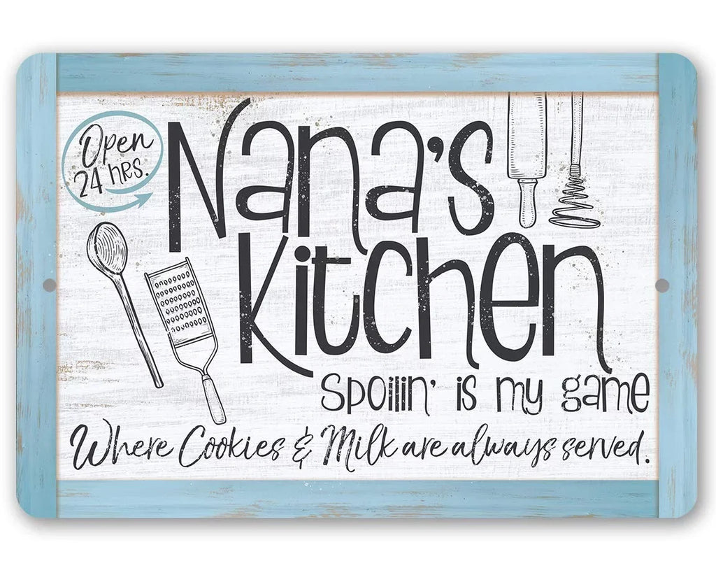 Decor - Durable $25 Kitchen Gift Metal Sign 18") Metal x a (12" - Kitchen - Sign Makes Nana's - and Great Under Use Indoor/exterior Housewarming