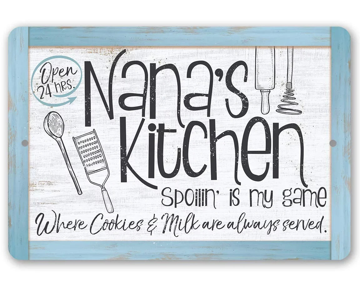 Decor - Durable $25 Kitchen Gift Metal Sign 18") Metal x a (12" - Kitchen - Sign Makes Nana's - and Great Under Use Indoor/exterior Housewarming