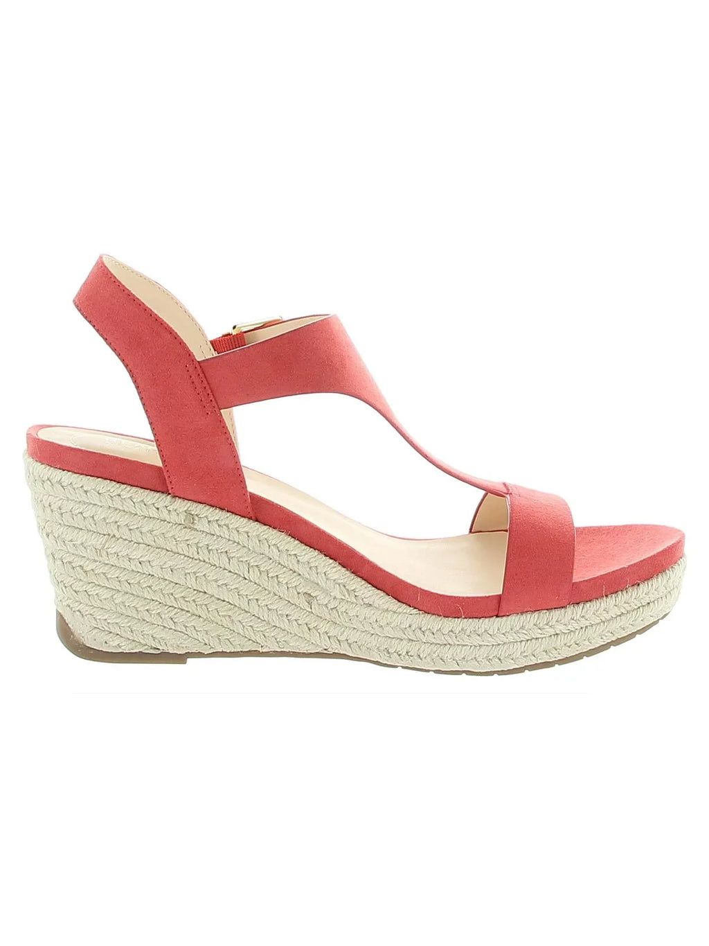 Espadrille Comfort Card Shoes Breathable Toe 0.5" Round COLE Padded T-Strap 6.5 KENNETH Wicking Womens Platform Wedge M Buckle Coral Moisture REACTION