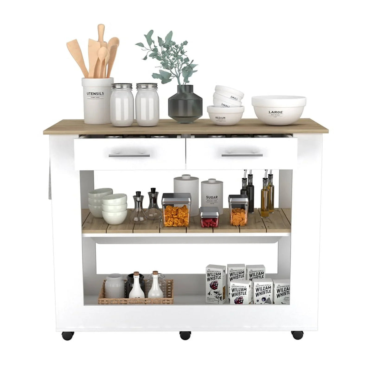 Wood Home and Island Set 2-Piece Sink Kitchen Utility with Square