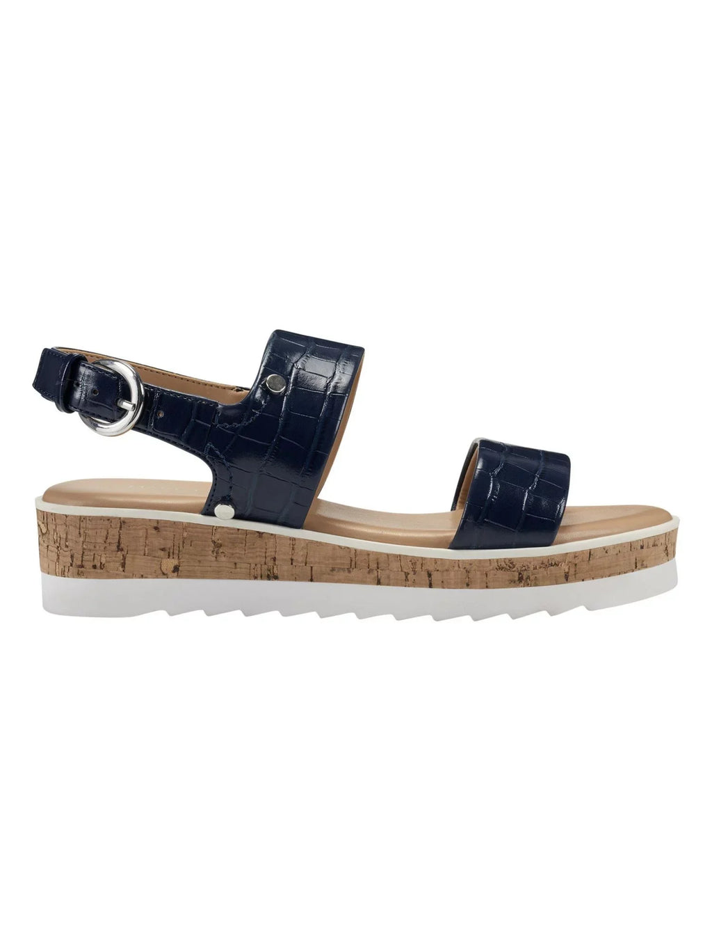 Womens Platform MARC Wedge Sandals 8.5 Mixed 1" Shoes Media Toe Blue FISHER Almond Buckle M Demi Gordy