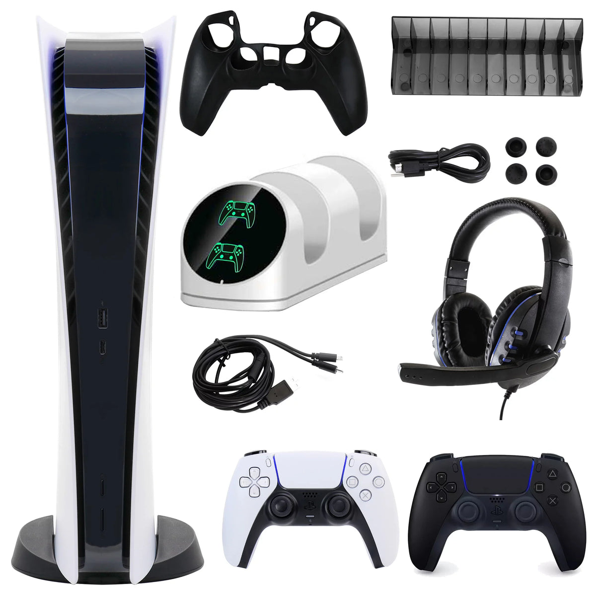 Black Accessories 5 Dualsense Kit Digital Extra Controller Console Digital and (PS5, PlayStation PlayStation with Version)