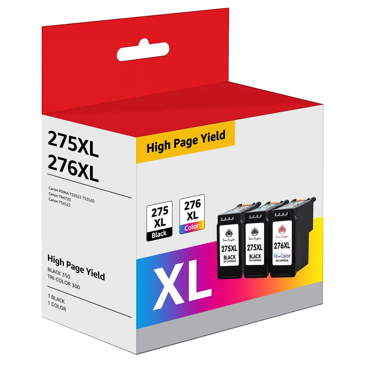 276 for Ink Pixma 275 (2 TS3520 275 Capacity PG-275XL TR4720 Cartridges TS3500 High Ink Ink TR4700 Canon 275XL Printer for and Black, 276 TR4722 Cartridges Color) TS3522 CL-276XL 1 276XL