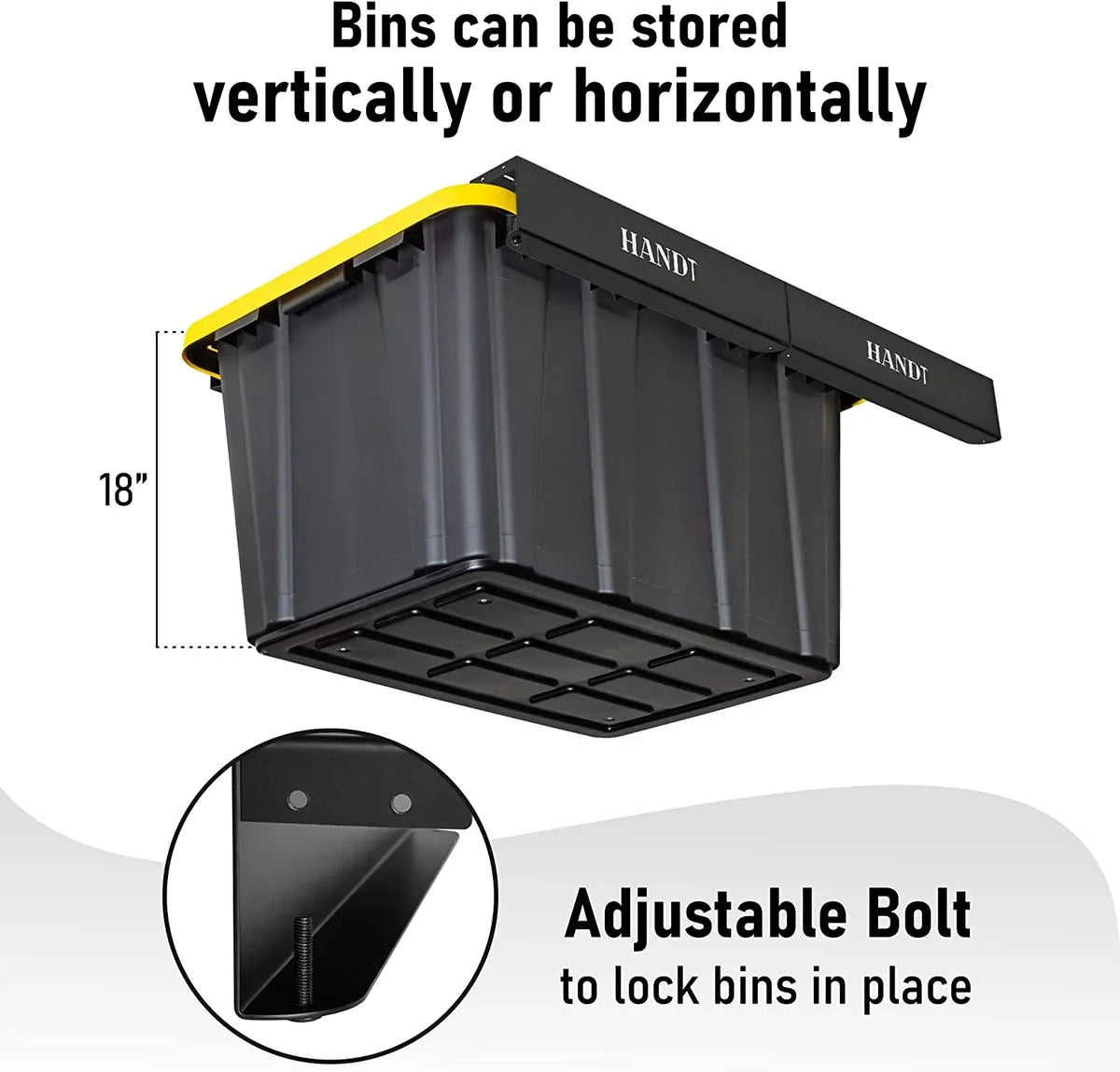 Rack Metal Sets) For Organization Racks, Rack, Ceiling (Black, Storage Garage System, Bin 4 Supports Heavy Overhead Container, Bins Duty Most