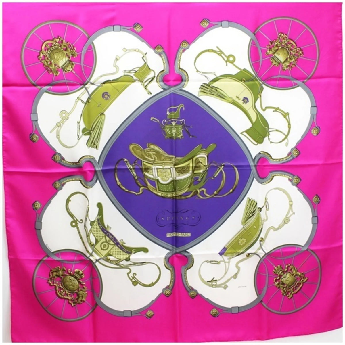 | (Good) Ladies For 90 Carre Scarf Pre-Owned HERMES Pink "SPRINGS" Hermes Springs