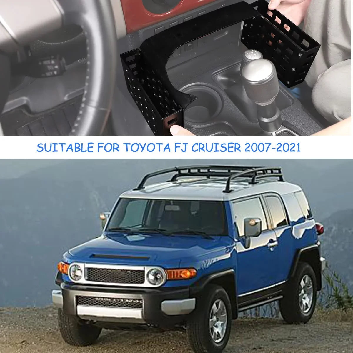 Box 5.3in,1PCS 2007-2021, Black,Height FJ with Toyot@ Car Compatible Shifter Cruiser Tinki Storage