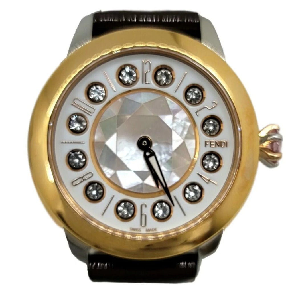 Women's Belt Fendi Enamel Black Colors FENDI SS Watch Spinel 3 New) Shell Eye Shine (Like Clock Topaz Fashionable Brown Quartz Pre-Owned