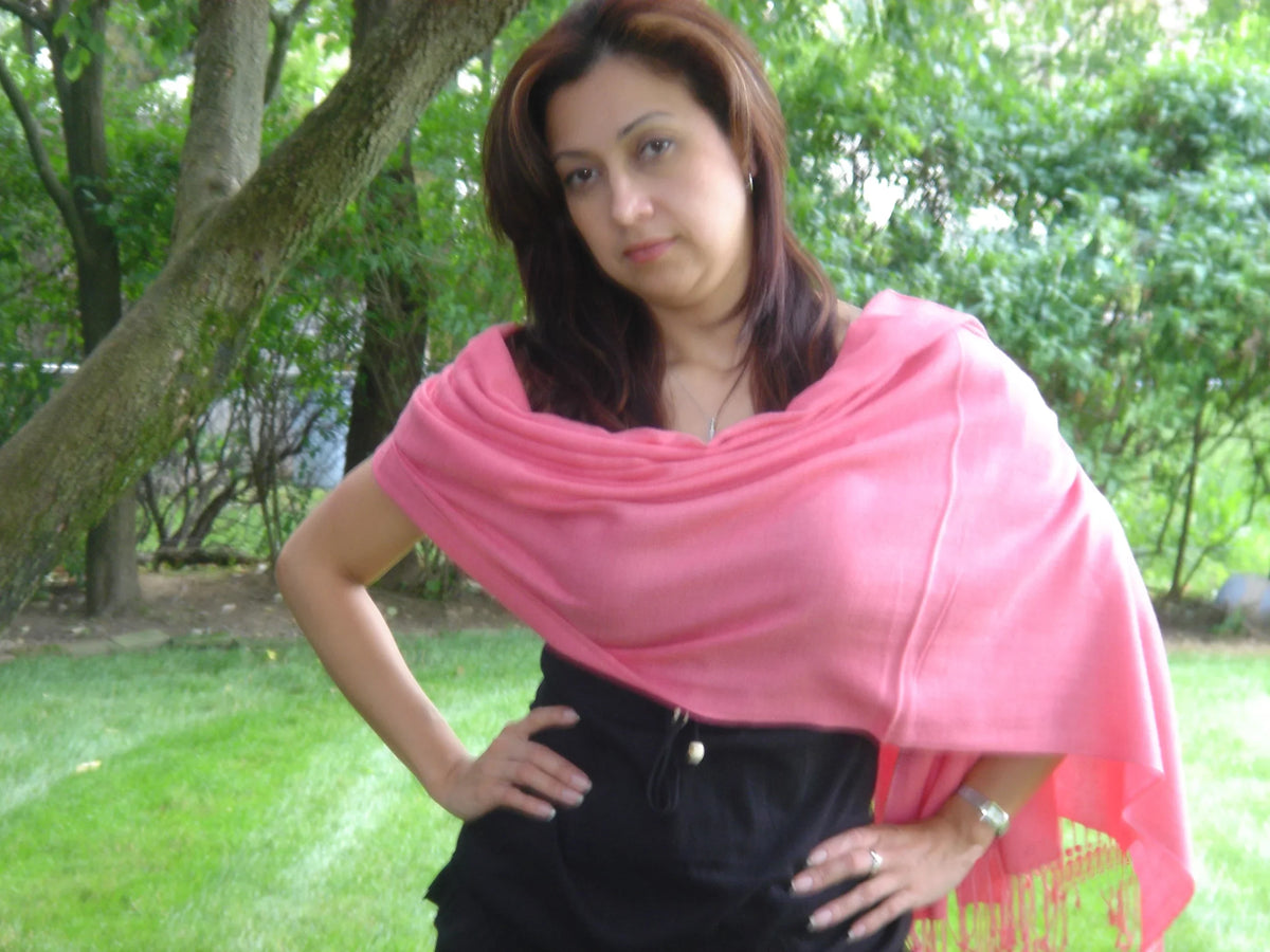 Scarf/Wool/Silk Scarf/Pashmina (Light Scarf/Scarves/Shawl/Shawls/Stole/Wrap/Pashmina Coral) Shawl/Cashmere/Cashmere