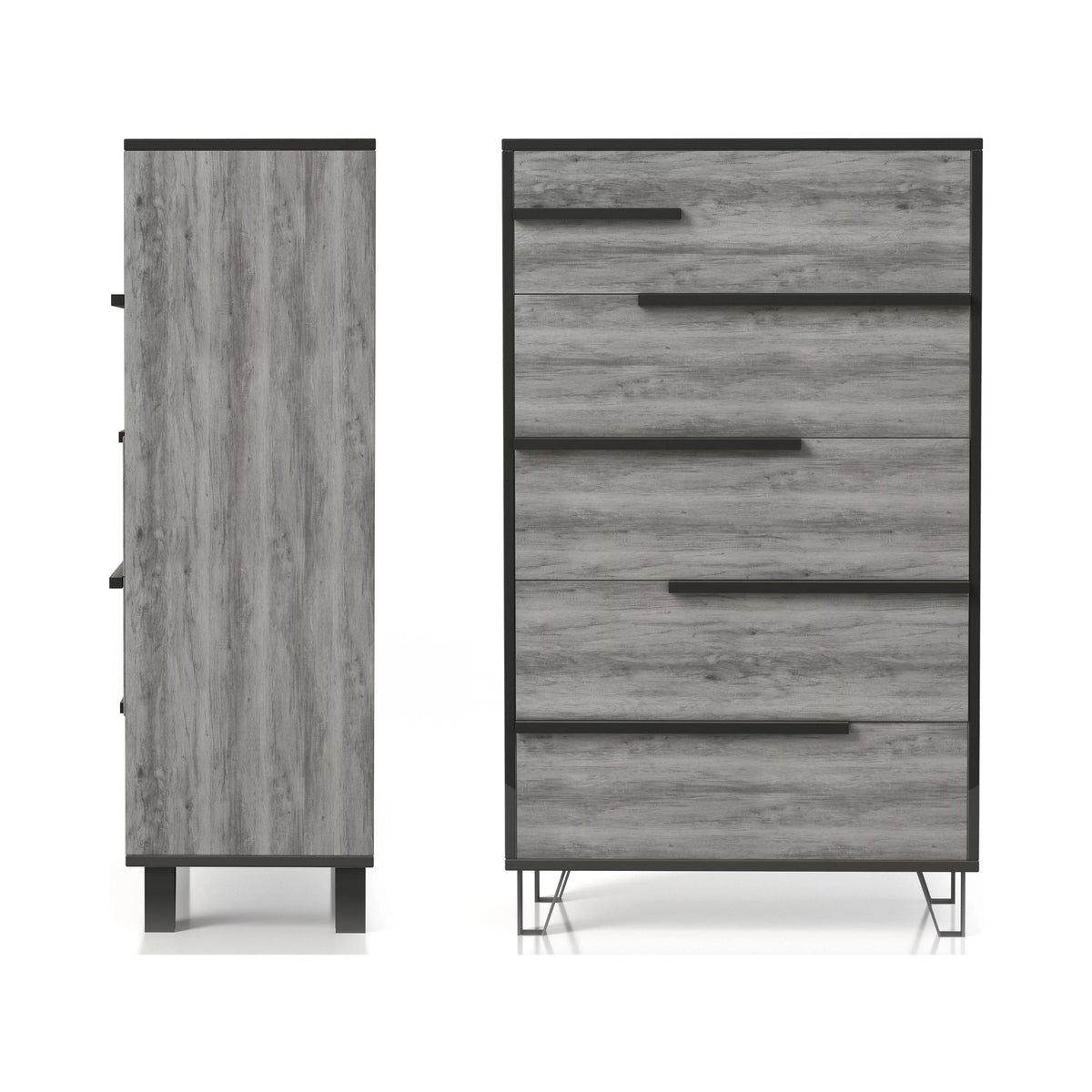 Vintage Denhour BASIC Chest Grey Oak DH by Modern 5-Drawer