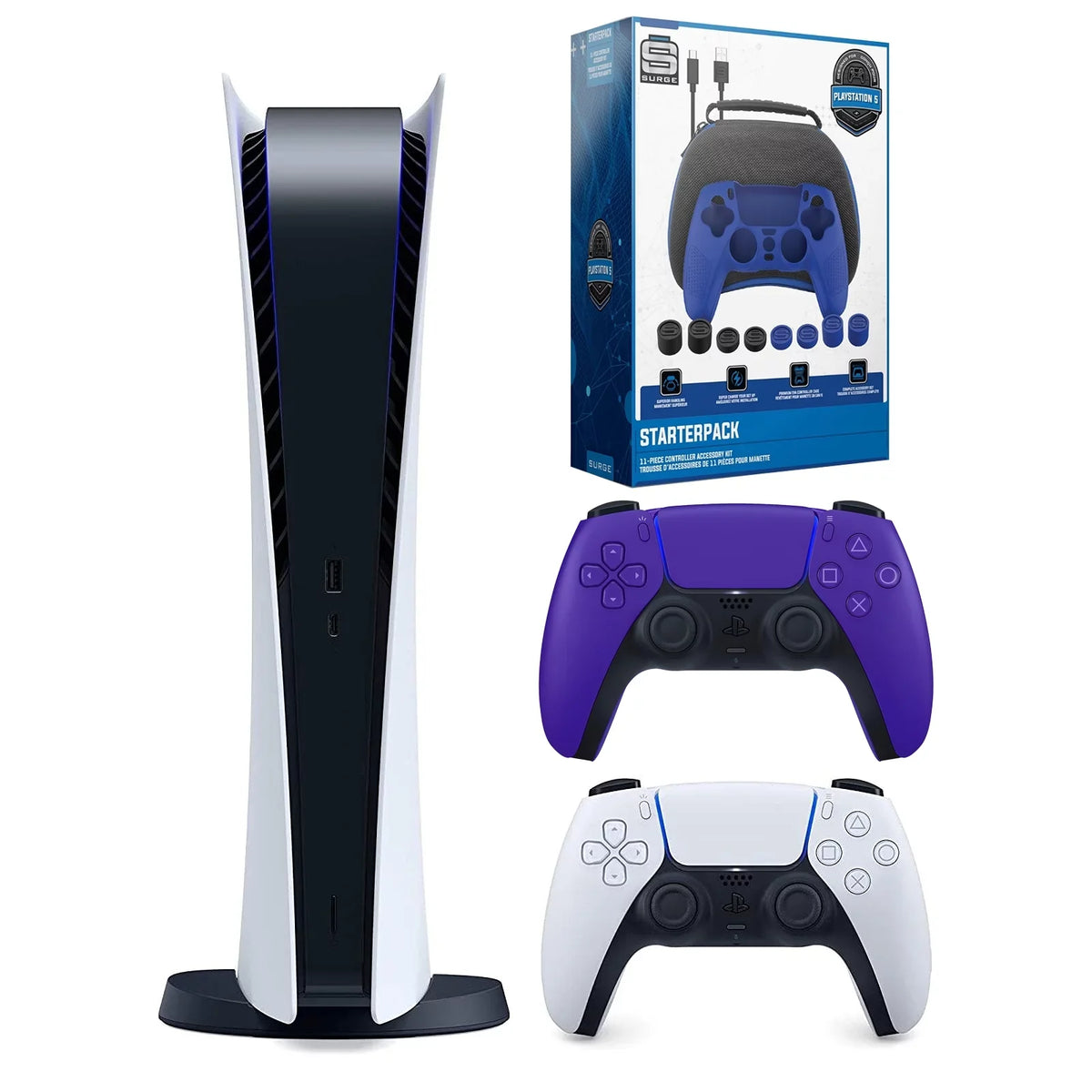 Gamer PS5 Bundle Controller 5 Pack Galactic with Starter and Digital) Playstation Version Purple Extra Digital (