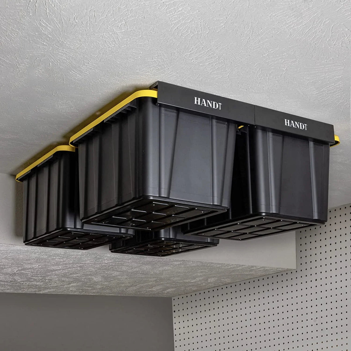 Rack Metal Sets) For Organization Racks, Rack, Ceiling (Black, Storage Garage System, Bin 4 Supports Heavy Overhead Container, Bins Duty Most