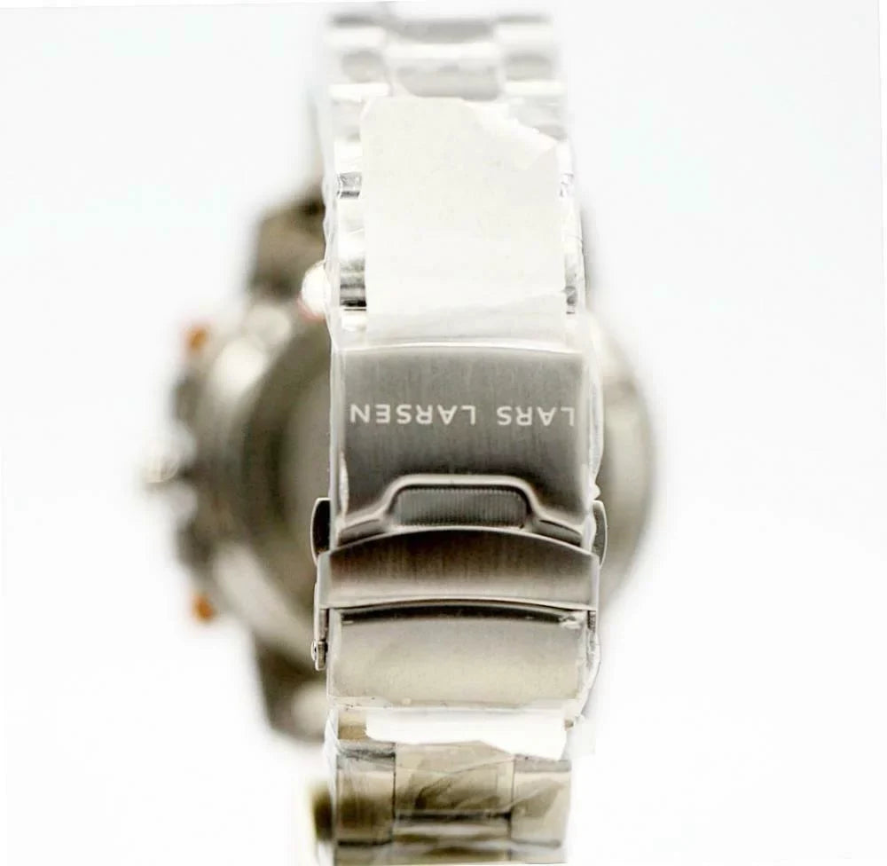 Lars Navigator Bezel Watch 46mm Steel 134SSOSB Orange Steel Sea Larsen Men's