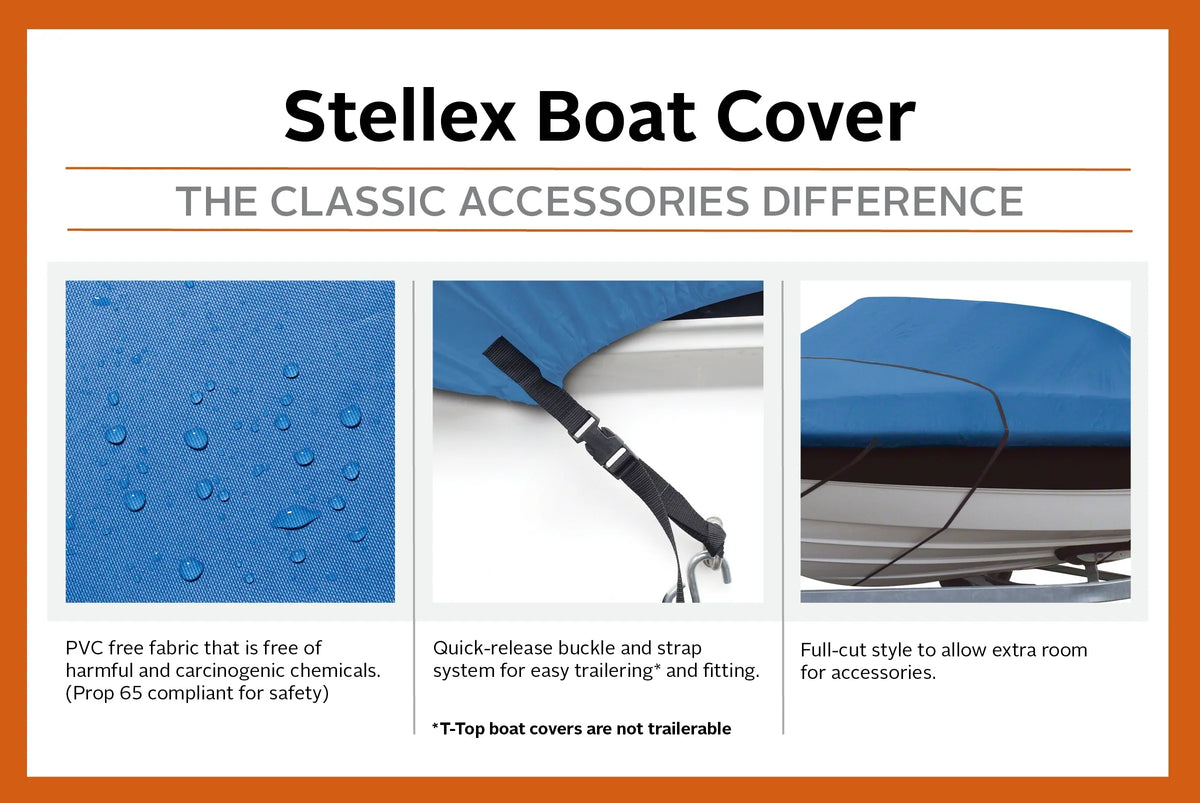 Trailerable L Polyester W, Cover, 14' Boat Stellex™ 16' Model Fabric, Cover Classic Boats Seasons x Accessories B - Fits Boat Fade-Resistant with All 90"