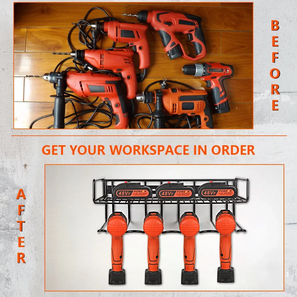 Compact Mounted Power Organizer, Power Drill Steel & Rack Wall Tools, Holder Storage Tool Tool Heavy Duty Power for Handheld