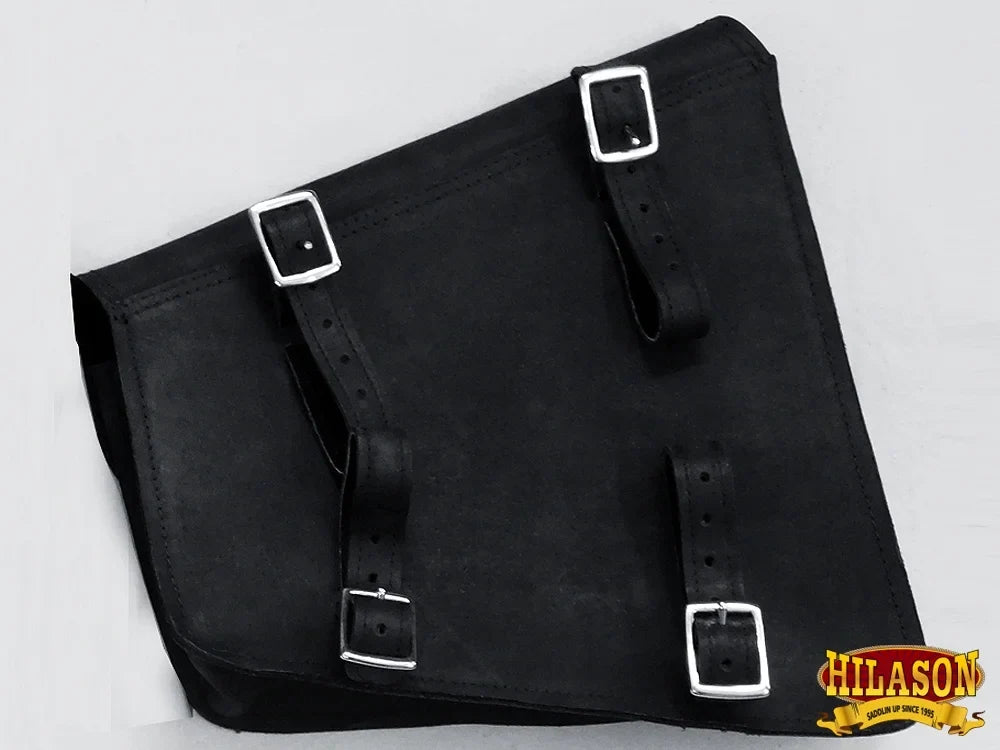 Motorcycle Bike Leather Rigid Solo Bag Side Flap Saddle Western 15HS Right