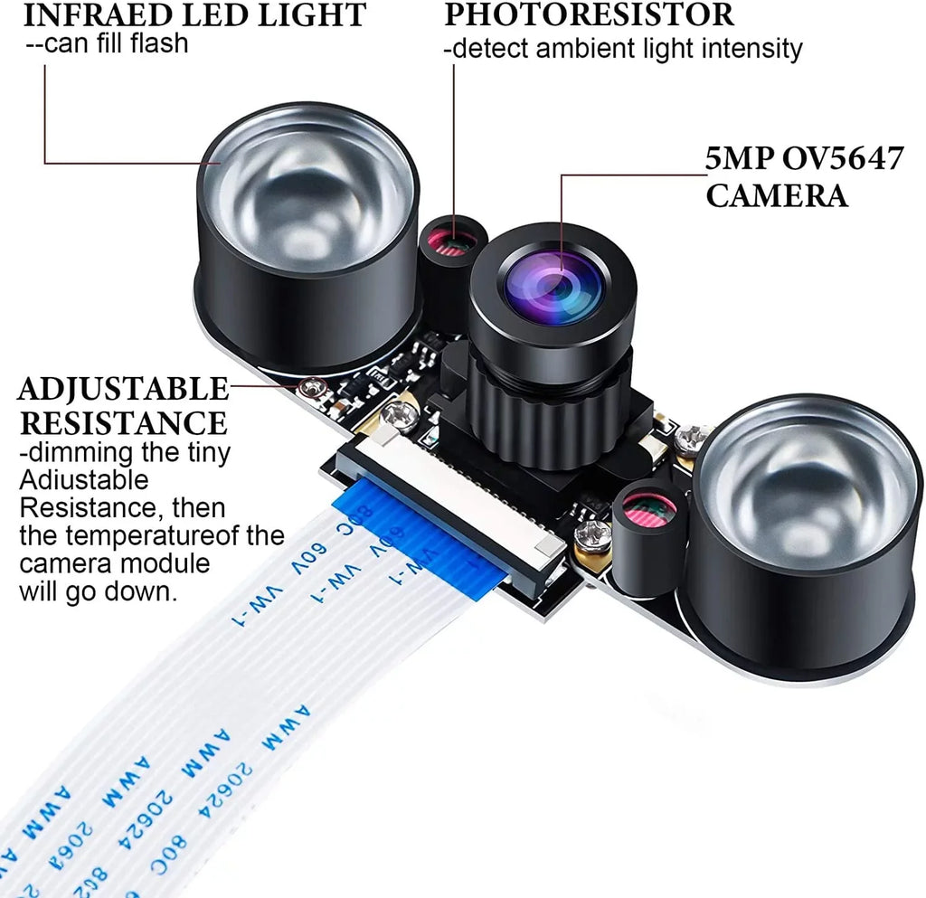 Compatible 4 Video OV5647 5MP Night Camera 1080p Camera Adjustable-Focus Module Vision Pi Raspberry Webcam