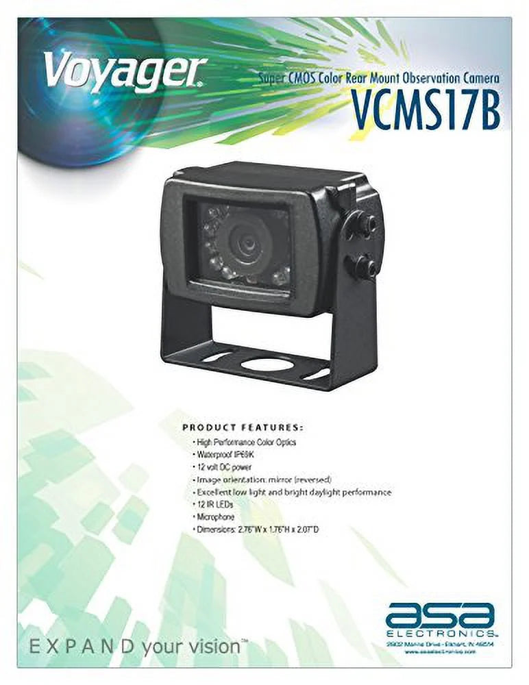 Camera Super Mount VCMS17B Color Voyager CMOS Microphone, Assist, Built-In with Low-Light LED Observation Rear Black