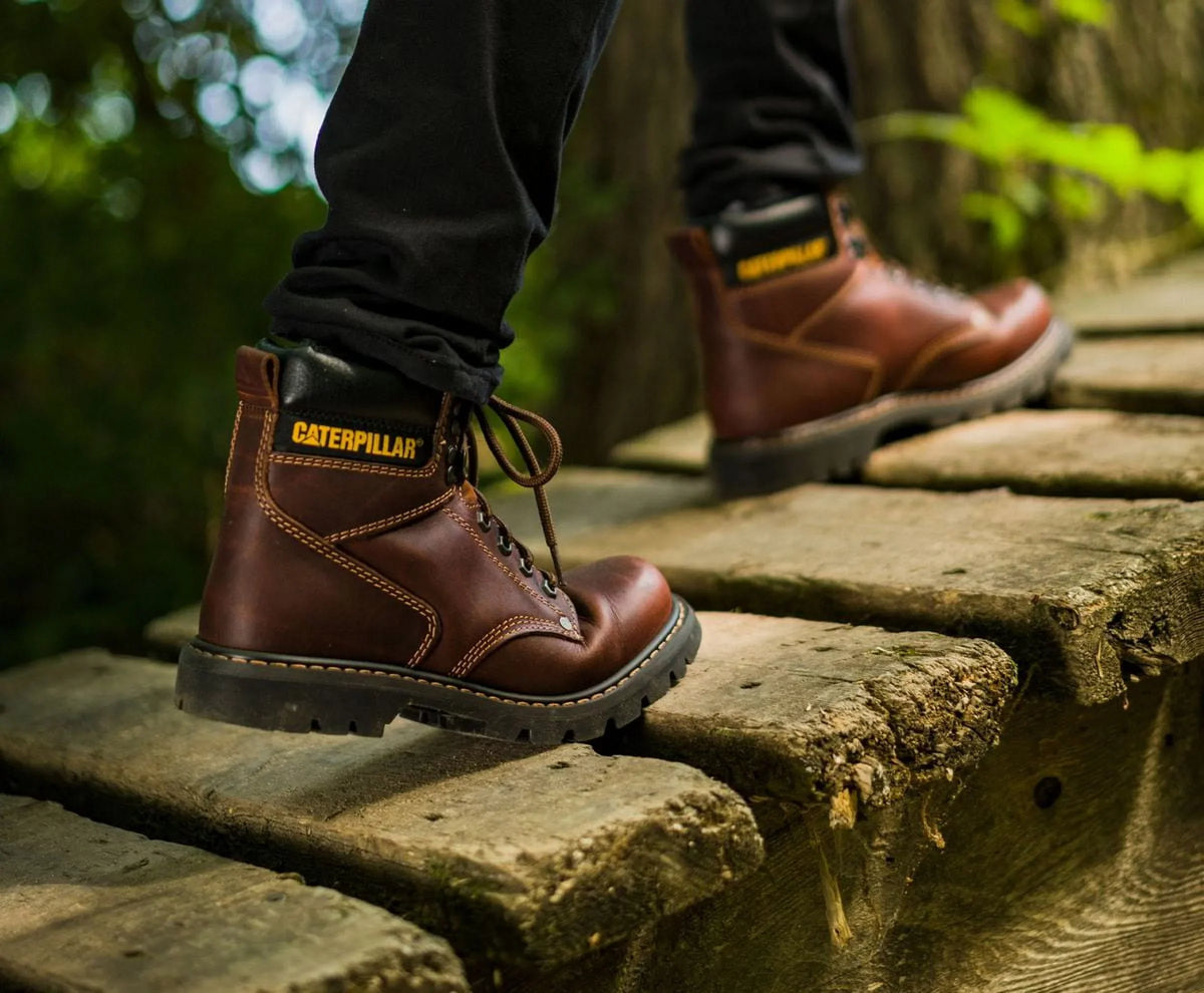 Men Caterpillar Work Brown Steel Toe Shift Boot Second Dark