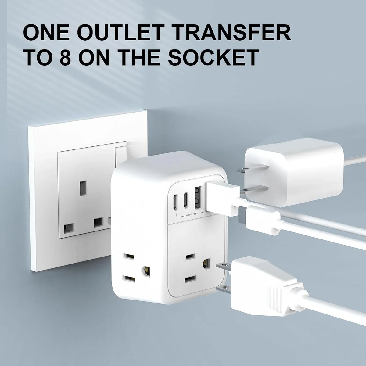 with Plug England Adapter USA Qatar with for C) USB Kenya US to UK to 4 UK Outlets Essentials Ireland G 4 Adapter, Type Bag Travel London Power Ports(2 Plug Travel Dubai Adapter, Foldable USB Plug