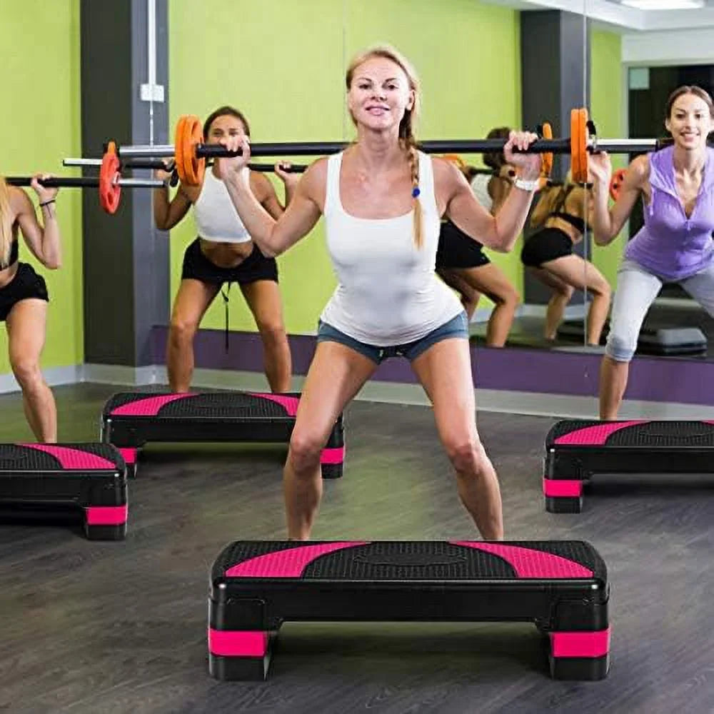 With Exercise 31” Shock-Absorb Adjustable & Pads, Risers 3-Level Platform Non-Slip Detachable Platforms Surface, Aerobic Workout With Anti-Slip Step Height Stepper,