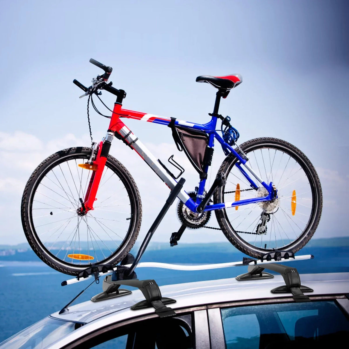 Roof for Luggage-2 Kayak Crossbar Anti-Theft Car Frame Universal 43in Rack Bike Pieces Lock Window Adjustable Cargo Cross with Bar, Hooks