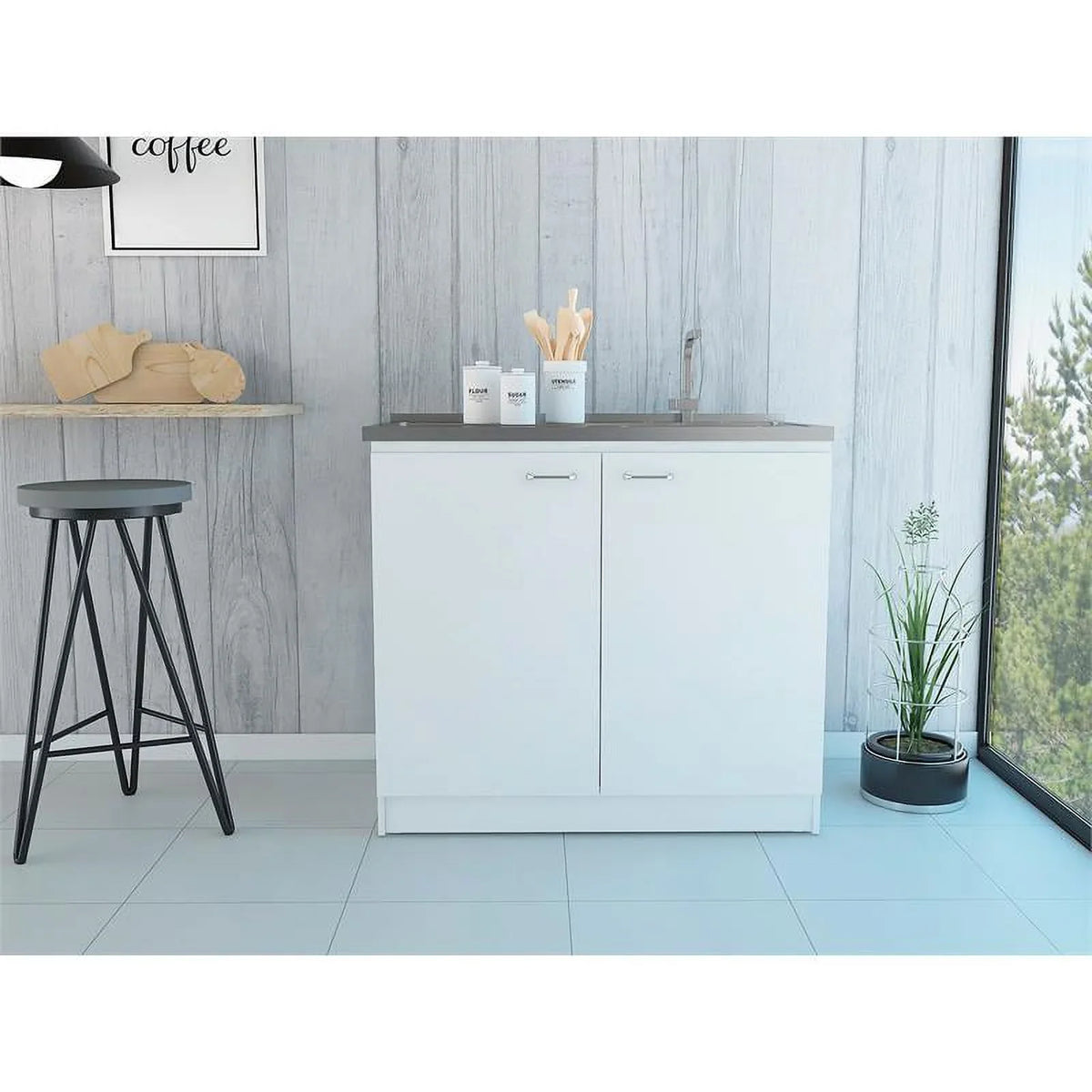 Wood Home and Island Set 2-Piece Sink Kitchen Utility with Square