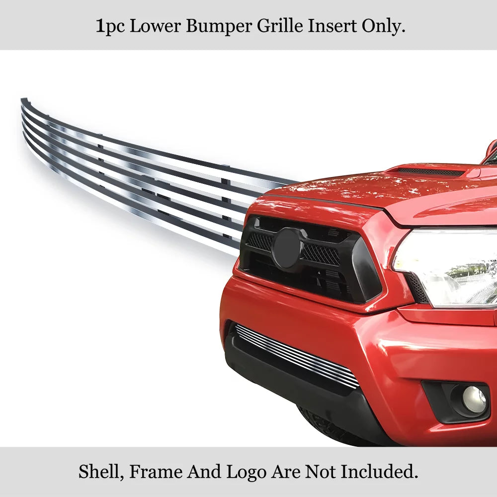 Silver Bumper Horizontal 2012-2015 Stainless APS Steel Premium Compatible N19-C83966T Lower Billet with Tacoma Grille