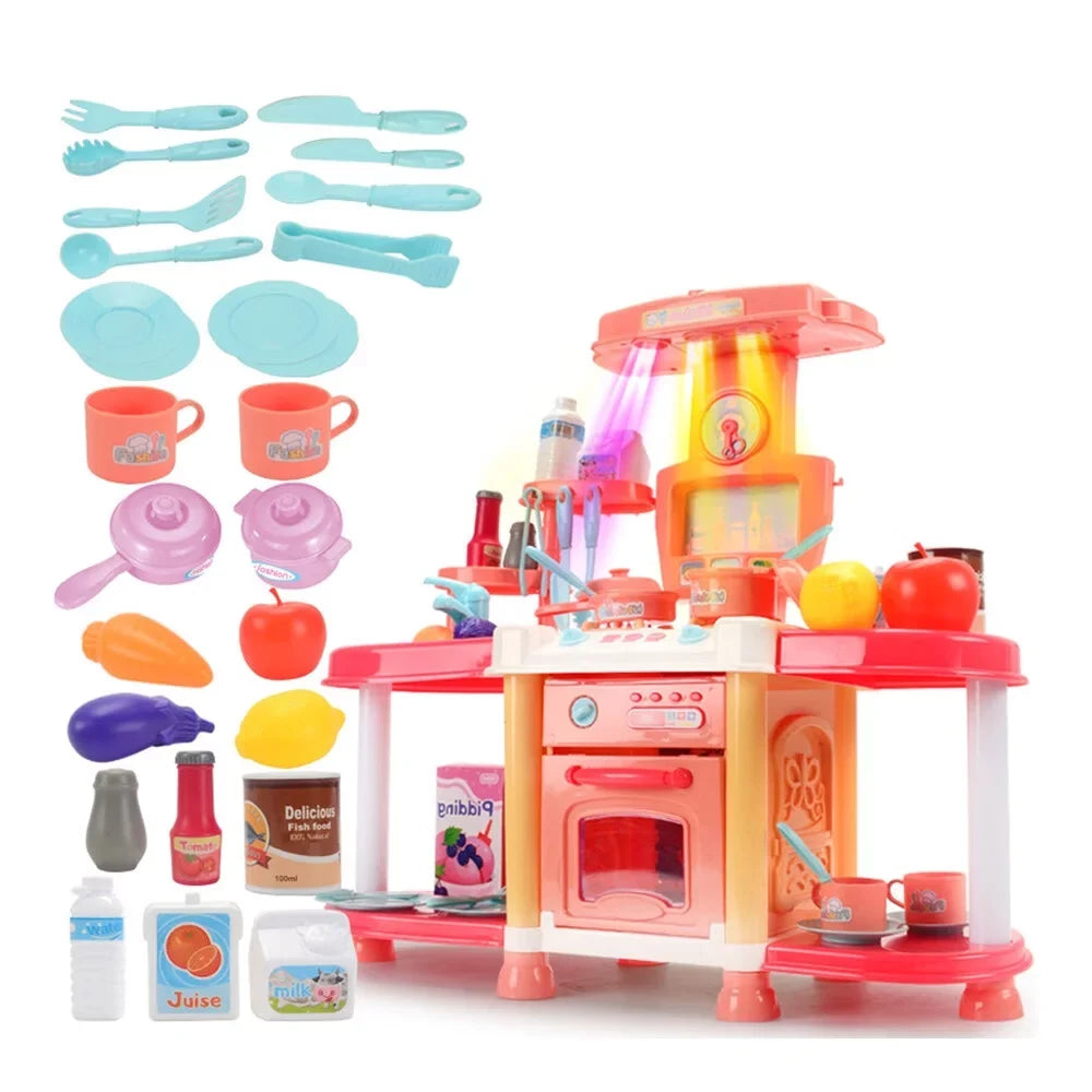 As Electric Kitchen Meal Toddlers And 1-3 Play House Kitchen For Abs Children'S Toy Light Sound Toys Show Pool Puzzle Education