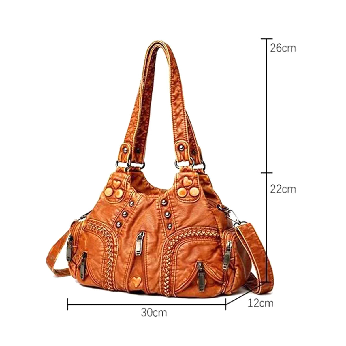 Cosmetic Use Presents Purses Leather Traveling PU Vintage Bags Tote for Bag Strap Clutch Capacity Brown Adjustable Daily Large Shoulder Ladies