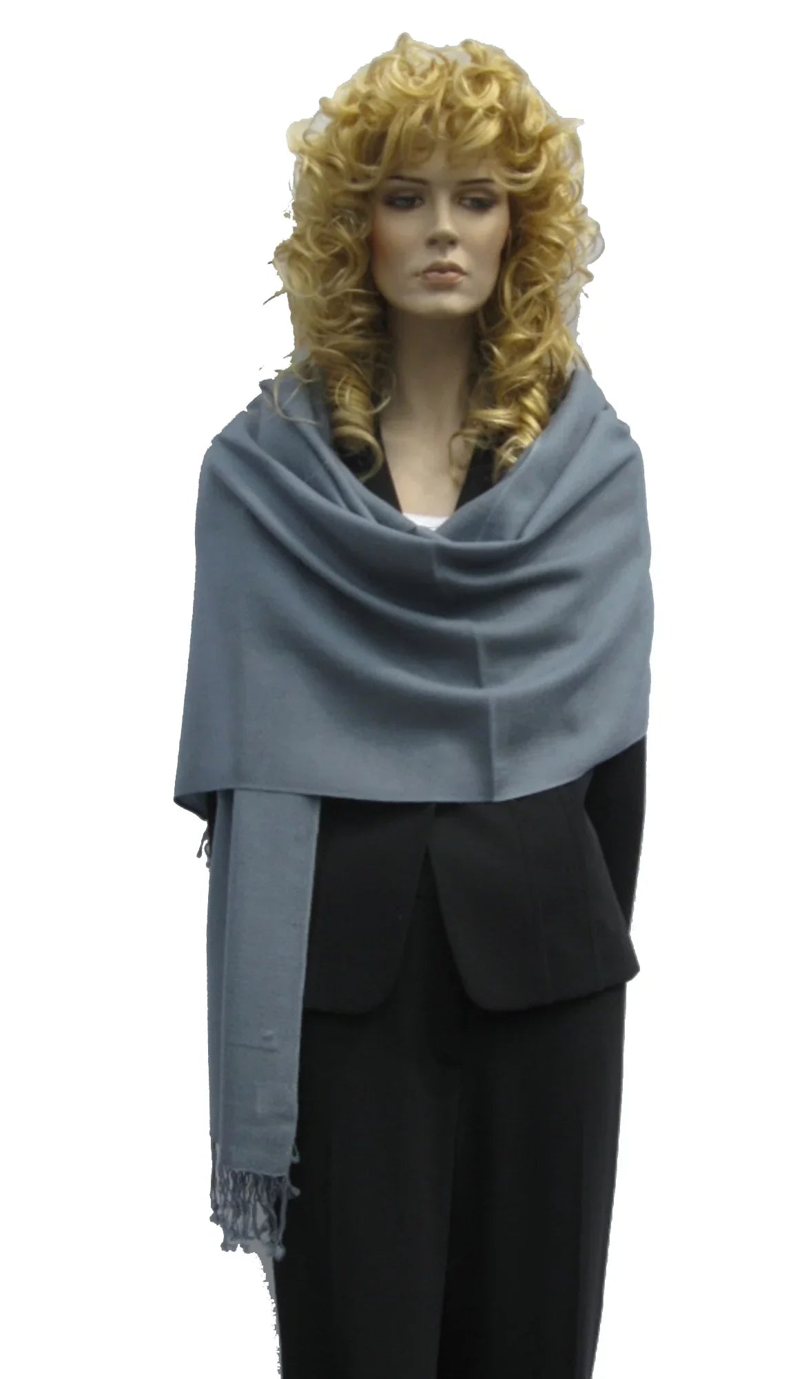 Grey Shawl/Shawls/Scarf/Scarves/Wrap/Stole/Muffler/Cape/Ruana/Blanket/Throw/Pashmina Shawl/Cashmere Shawl) (Slate Scarf/Wool/Silk Regular