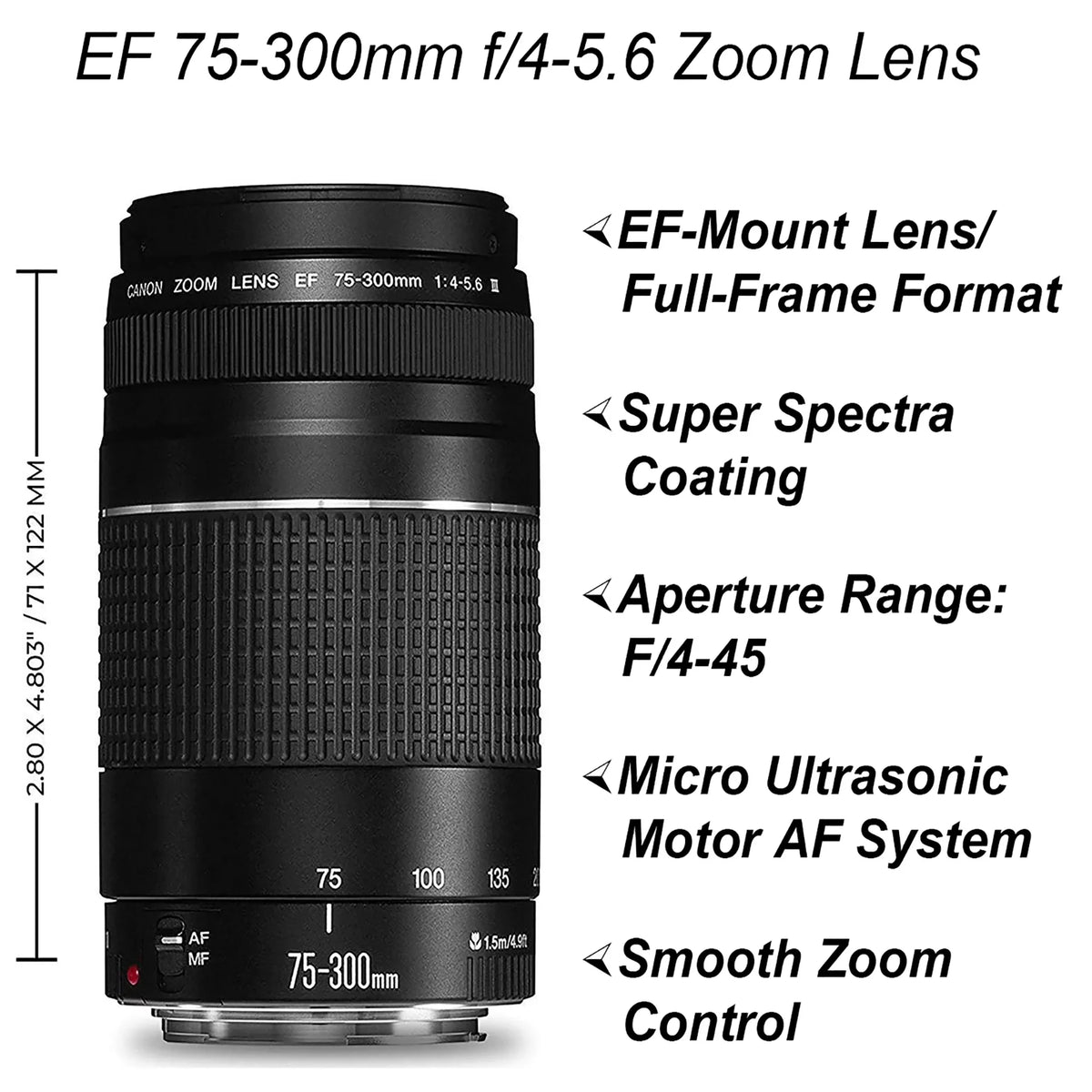 with Canon Camera ZeeTech EOS 64GB Tripod Card, and Flash, Lens, 75-300mm DSLR SanDisk 90D Bundle Backpack, 18-55mm, Accessory