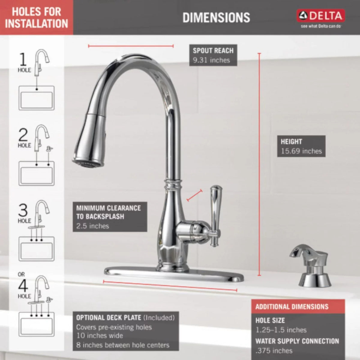 Chrome Kitchen One Handle Pulldown Charmaine Delta Faucet