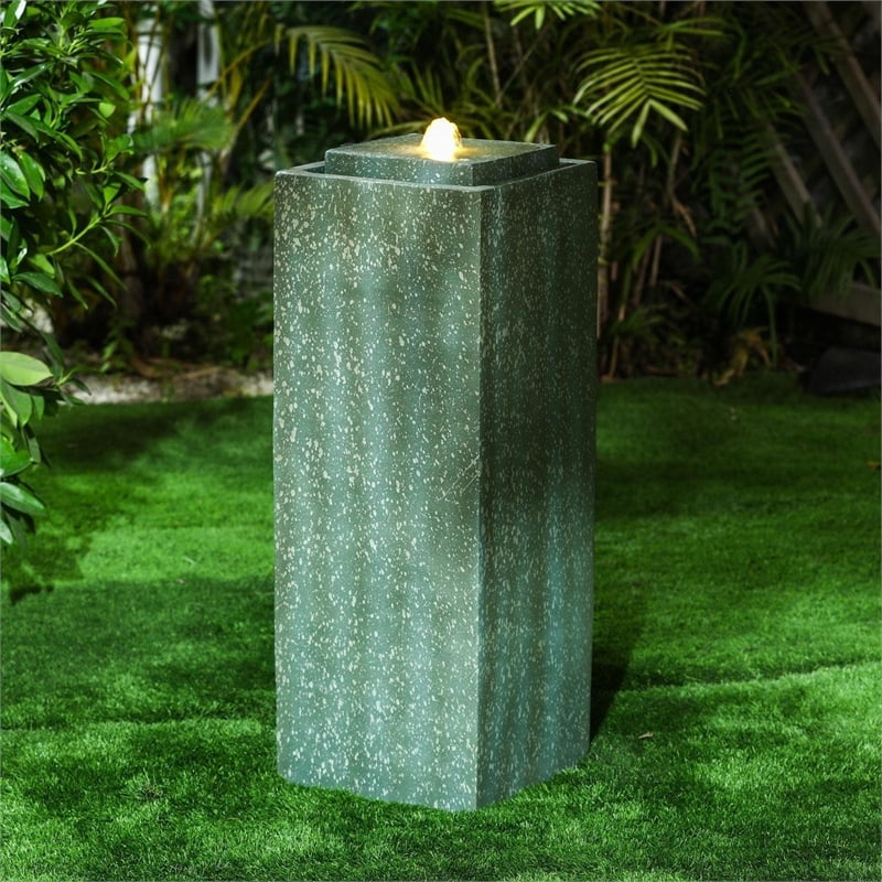 Pillar With Green Contemporary Lime Poly-Resin Led Jeco in Light Fountain