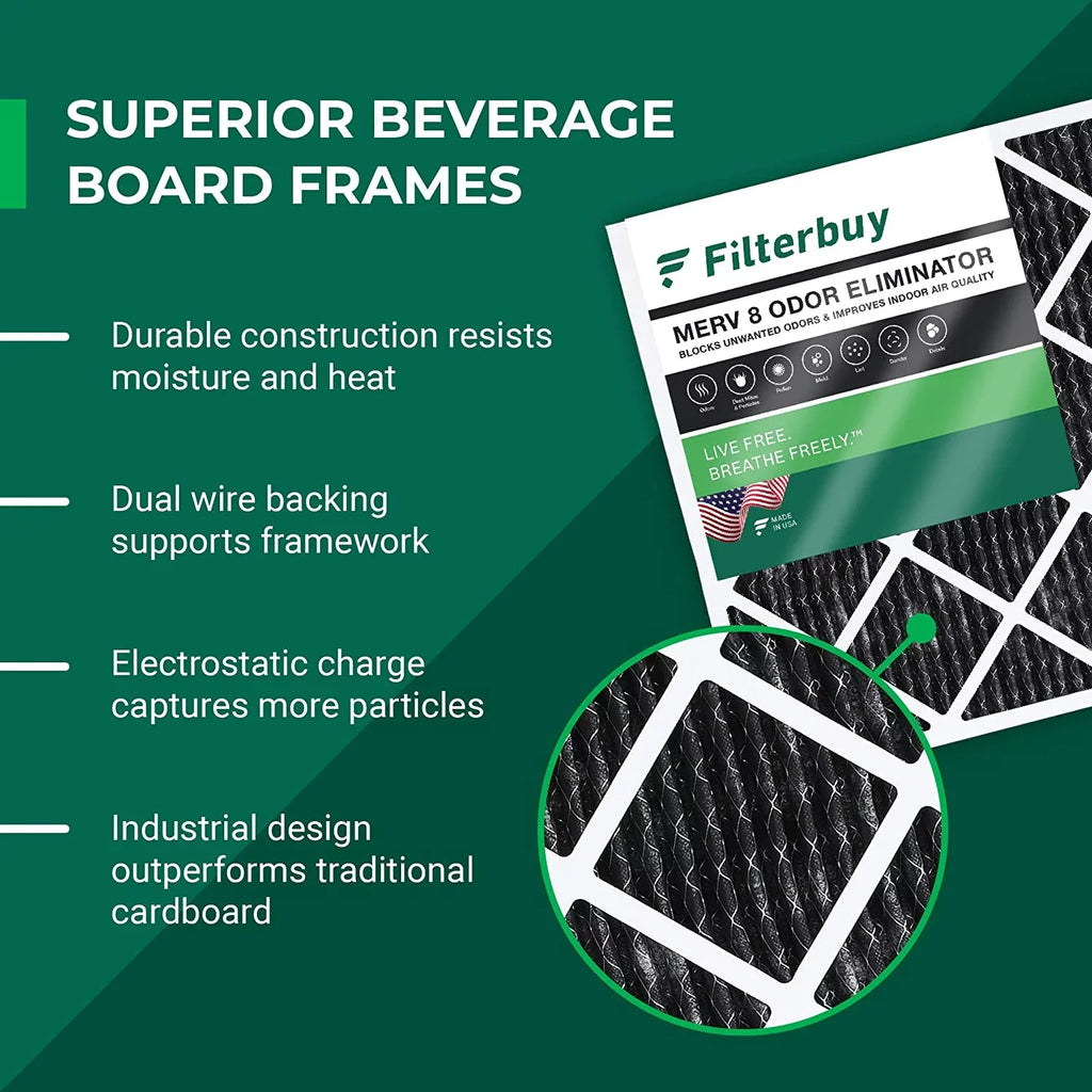 Odor 14x30x1 Activated Filters with MERV (2-Pack) Pleated Furnace Air 8 Filterbuy Carbon AC HVAC Eliminator