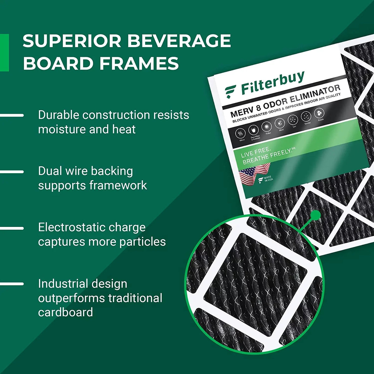 Odor 14x30x1 Activated Filters with MERV (2-Pack) Pleated Furnace Air 8 Filterbuy Carbon AC HVAC Eliminator