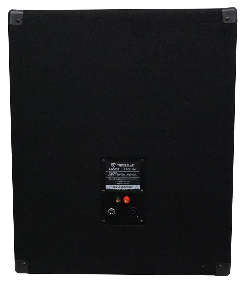 Casters 18" Steel + 4-Ohm Pro Subwoofer Passive DJ Rockville Watt SBG1184 1000