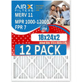 '- Filters 12 1000, 7 USA Furnace CLEAN 18x24x2 FILTERS Filter WICKED AIRX of by Comparable MPR Rating, Made Air MPR 1200 MERV & in AIR. to Pack FPR 11