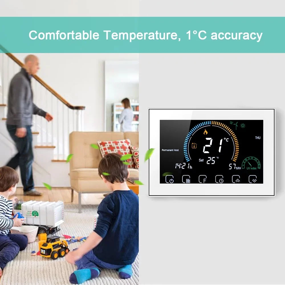 5+1+1 Home with Programmable Humidity Thermoregulator Index Tma 95-240V Six Control Periods Backlight / with Function Boiler Voice Smart LCD Display Lock Echo Heating Gas APP Compatible