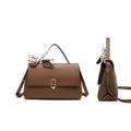 bags Women's Silk square Leather handbags bag crossbody Brown Flap Bag Handle Shoulder ladies hand PU Scarf bags women