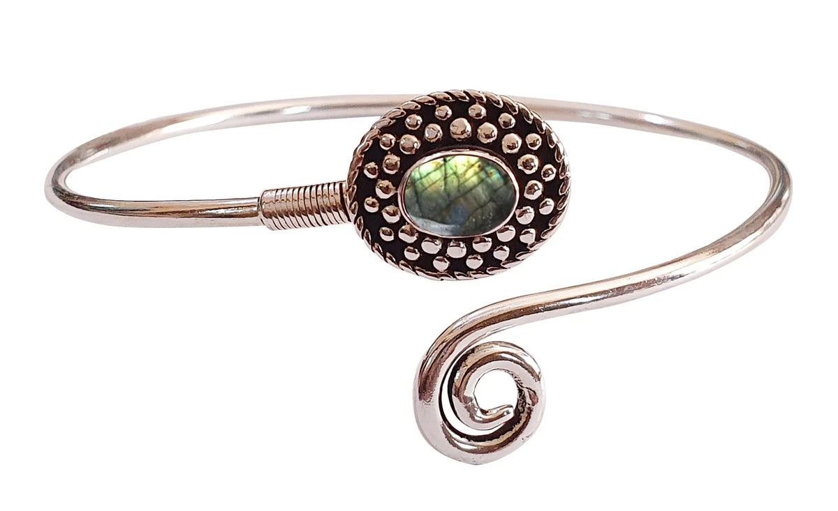Gemstone Plated Handmade Party Bohemian Design For Women, Modern Jewelry Fashion Silver Bracelet, Real Boho Bracelet Designer Natural Labradorite Tribal Cuff