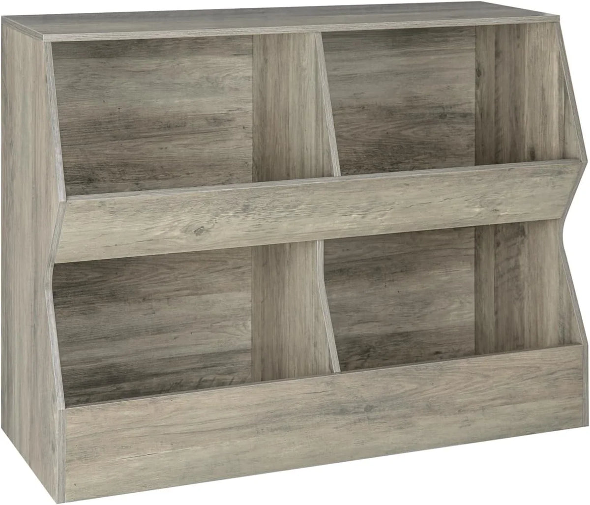 Organizer, Toy for Storage Long, Bedroom, Gray Wooden Book Toy Cubby Toy Toddler Bookcase, 39.4" Kids Nursery, Wash 4 , JIAH Hallway, Children School, Shelf Cabinet, Storage